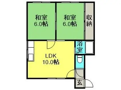 札幌市営南北線 真駒内駅 徒歩46分 2階建 築42年(2LDK/2階)の間取り写真