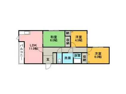 札幌市営南北線 澄川駅 徒歩18分 3階建 築28年(3LDK/1階)の間取り写真