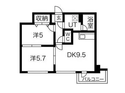 シャイニングドリーム真駒内(2DK/2階)の間取り写真
