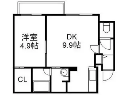 札幌市営南北線 真駒内駅 徒歩15分 4階建 築3年(1LDK/4階)の間取り写真