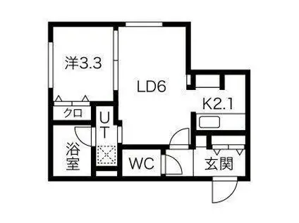 TIBERINA中の島(1LDK/4階)の間取り写真