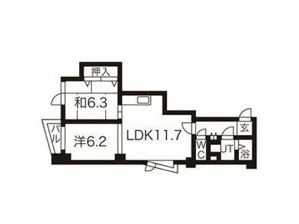 プレミエール中島公園通(2LDK/5階)の間取り写真