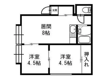 みなみマンションⅡ(2DK/1階)の間取り写真