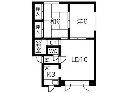 山の手ハイツ(2LDK/1階)の間取り写真