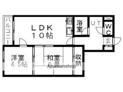 札幌市営南北線 澄川駅 徒歩10分 4階建 築32年(2LDK/3階)の間取り写真