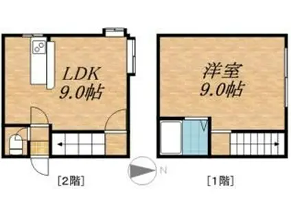 エスコートK12(1K/2階)の間取り写真