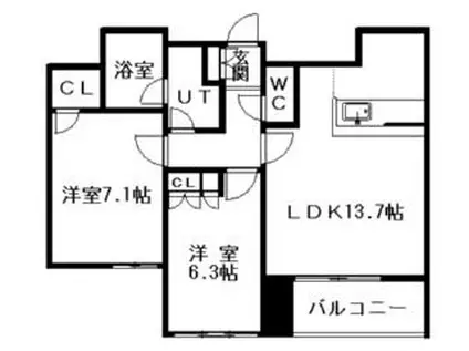 グランカーサ裏参道(2LDK/7階)の間取り写真