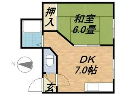 第2いろはマンション(1DK/2階)の間取り写真