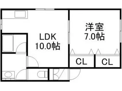 ラメール西線8条(1LDK/1階)の間取り写真