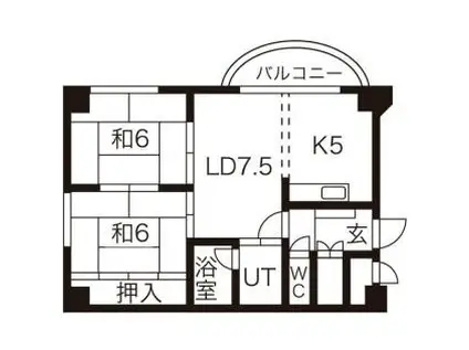 ライオンズマンション南円山(2LDK/4階)の間取り写真