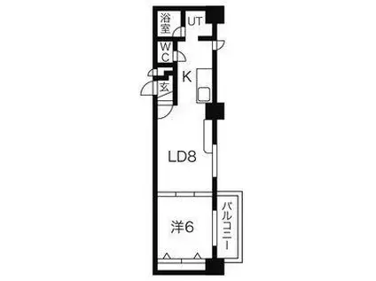 パークヒルズOM中央12(1LDK/6階)の間取り写真