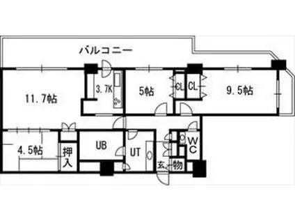 知事公館前タワーレジデンス(3LDK/8階)の間取り写真