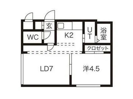 エクセレント壱番館(1LDK/4階)の間取り写真