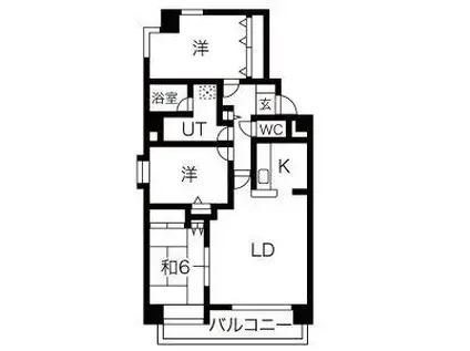 第1九条シャトー桂和(3LDK/5階)の間取り写真