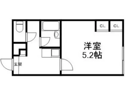 JR千歳線 平和駅 徒歩10分 2階建 築19年(ワンルーム/1階)の間取り写真