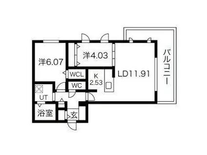 アルファスクエア北20西4(2LDK/5階)の間取り写真