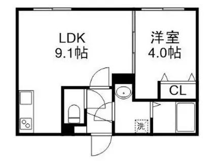 フロンティア(1LDK/4階)の間取り写真