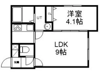 フロンティア(1LDK/4階)の間取り写真