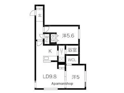 札幌市営東豊線 学園前駅(札幌) 徒歩2分 4階建 築1年(2LDK/2階)の間取り写真