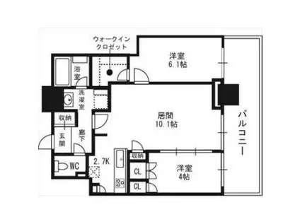 ライオンズタワー札幌(2LDK/12階)の間取り写真