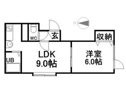 レジデンスアユーナ(1LDK/2階)の間取り写真