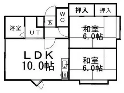 JR函館本線 白石駅(ＪＲ北海道) 徒歩15分 3階建 築38年(2LDK/1階)の間取り写真