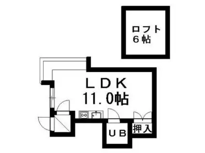 セゾンA(1DK/2階)の間取り写真