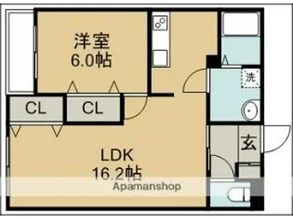 札幌市営東西線 南郷１８丁目駅 徒歩12分 5階建 築35年(1LDK/3階)の間取り写真