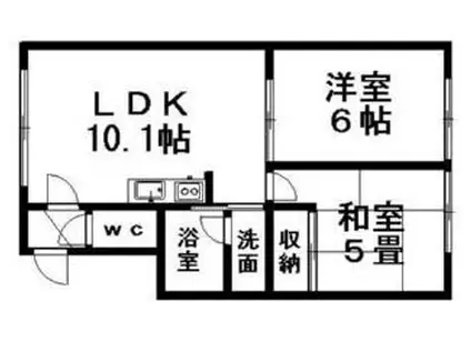 ビラ月寒(2LDK/3階)の間取り写真