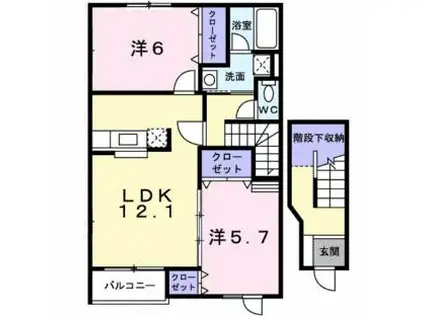 ルピナス(2LDK/2階)の間取り写真