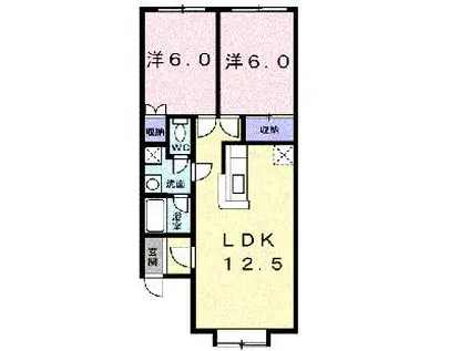 クレストール上松II(2LDK/2階)の間取り写真