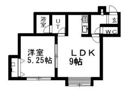 フリューブジョーヌII(1LDK/2階)の間取り写真