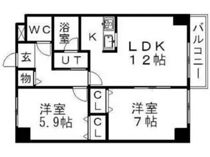 パルクトゥール中の島(2LDK/4階)の間取り写真