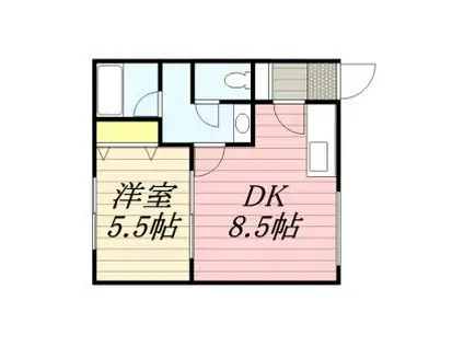 札幌市営南北線 南平岸駅 徒歩20分 2階建 築27年(1DK/1階)の間取り写真
