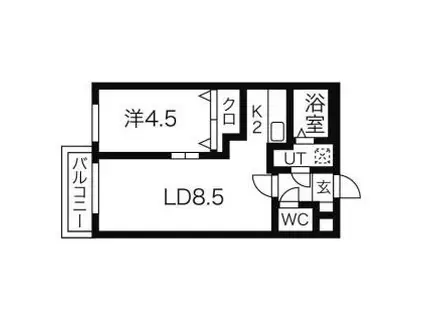 ステラひばりが丘(1LDK/4階)の間取り写真