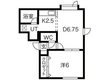 クレール東札幌(1LDK/2階)の間取り写真