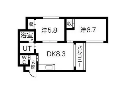 クリーンシャトー厚別(2LDK/3階)の間取り写真