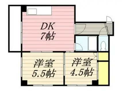 グランドアベニュー中の島(2DK/3階)の間取り写真