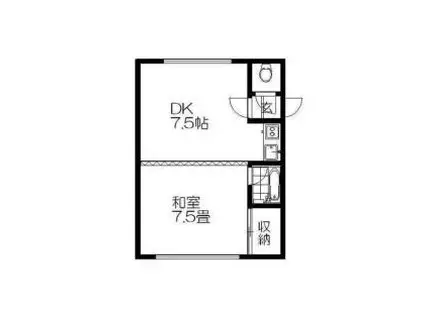 札幌市営東西線 菊水駅 徒歩5分 2階建 築36年(1DK/2階)の間取り写真