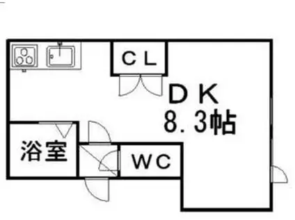 札幌市営東西線 白石駅(ＪＲ北海道) 徒歩9分 3階建 築25年(1K/3階)の間取り写真