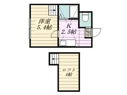 札幌市営南北線 南平岸駅 徒歩13分 3階建 築33年(1K/2階)の間取り写真