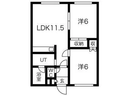 ロイヤルハイツ北野C(2LDK/1階)の間取り写真