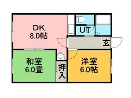 ラフォーレ新札幌B(2DK/3階)の間取り写真