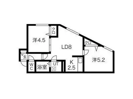 アークタウン西岡C(2LDK/2階)の間取り写真