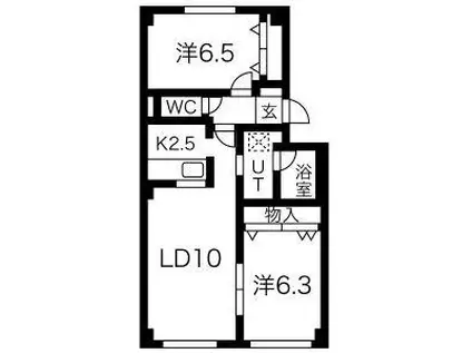 タザキ弐番館(2LDK/3階)の間取り写真