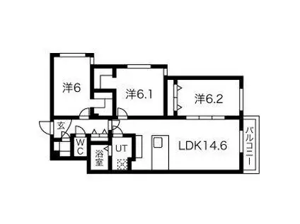 厚別中央2条3丁目MS(3LDK/2階)の間取り写真