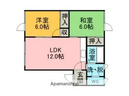ふくみ荘(2LDK/2階)の間取り写真