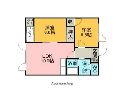 エクセル桜木(2LDK/2階)の間取り写真