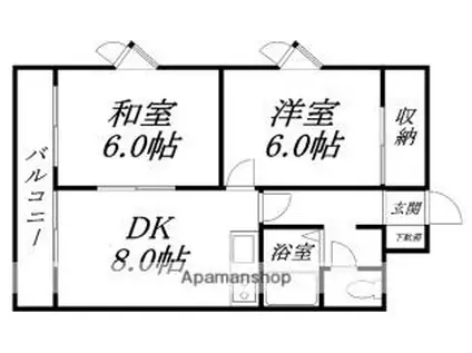 エンドレス高松(2DK/4階)の間取り写真