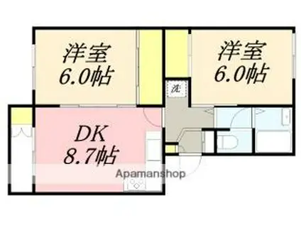 アメニティ駒場(2DK/2階)の間取り写真